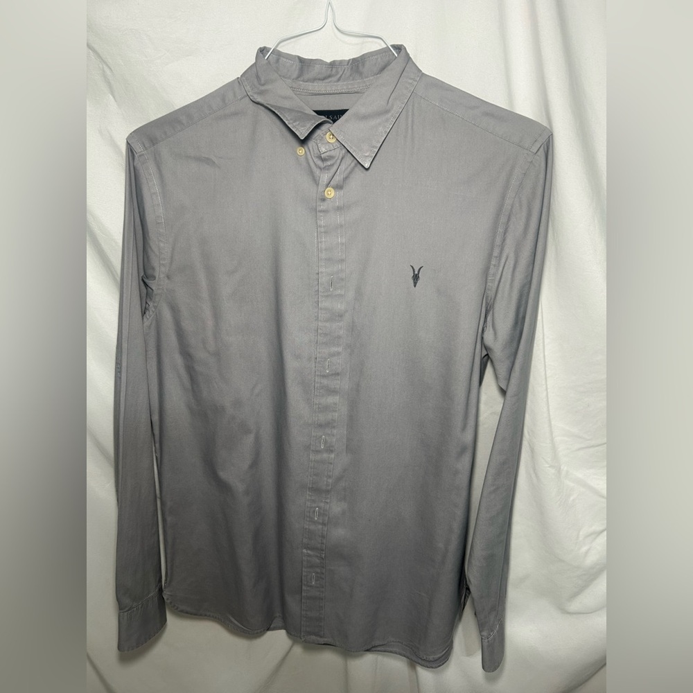 All Saints Soft Gray Button-Up Shirt
